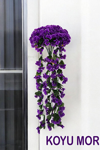 LUZAB Balkon,Duvar Süsü Yapay Çiçek Sarkan Begonvil Menekşe Sarmaşık Çiçeği K...