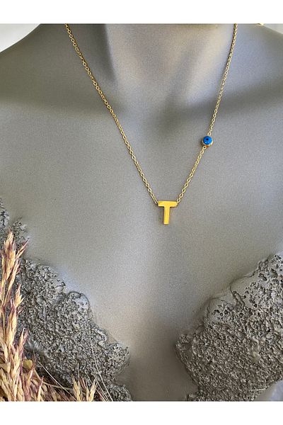 Lucios Letter t Stainless Steel Necklace 40+5 cm