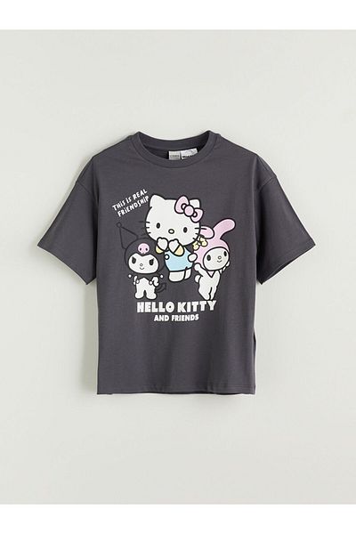 LC Waikiki New Season Crew Neck Hello Kitty Printed Girl's T-Shirt - S5Ge34Z4