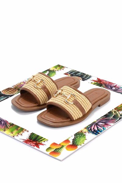 Bambi Γυναικείες Παντόφλες Beige Tan K04826500328
