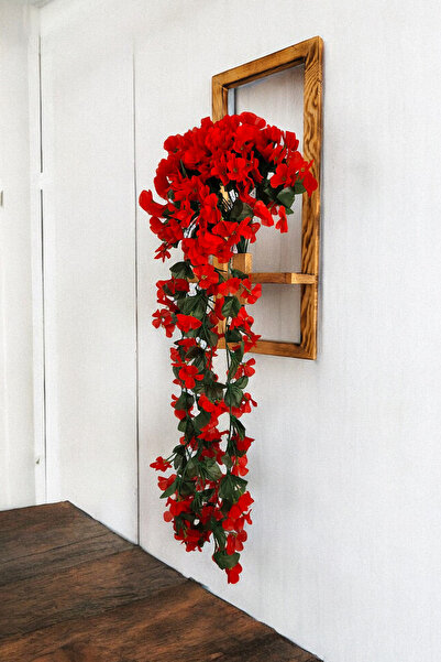 LUZAB Saksı Dahil Duvar Süsü Yapay Çiçek Sarkan Begonvil Menekşe Sarmaşık Çiçeği Kırmızı