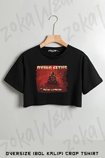 ZOKAWEAR Umirući fetus Štampano Oversize kroj Skraćeni kroj T-shirt