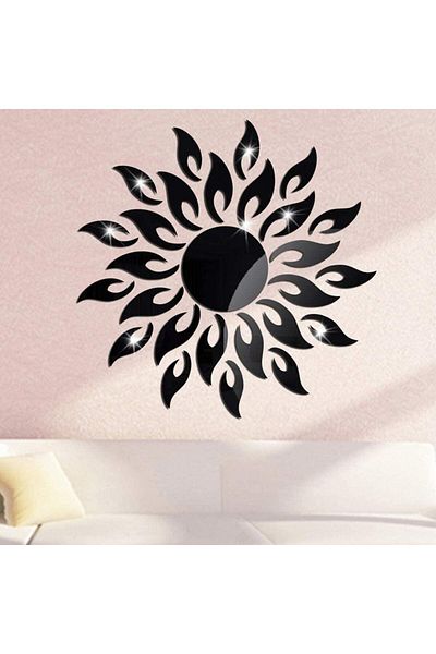OEM Set de 27 de oglinzi acrilice din PVC, Nierbo®, Soare cu 26 de raze, autoadezive pentru decorarea pereților, 50 x 50