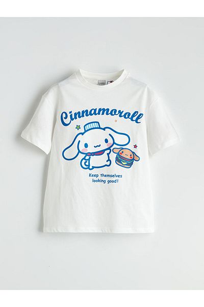 LC Waikiki Ecru Crew Neck Cinnamoroll Printed Girl's T-Shirt