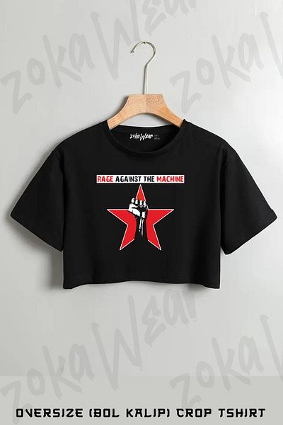 ZOKAWEAR Rage Against the Machine Printed Oversize Crop T-Shirt