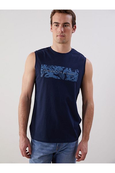 LC Waikiki Ανδρικό αμάνικο μπλουζάκι με στάμπα New Season Crew Neck - S5FT34Z8