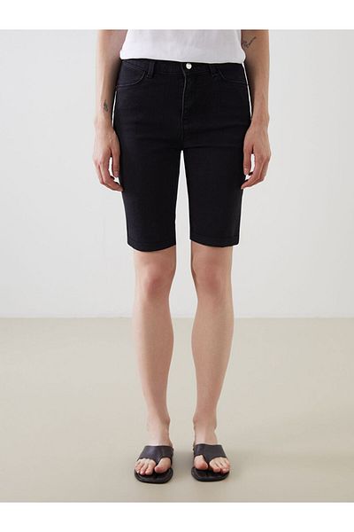 LC Waikiki Jeans Black Bermuda Fit Women's Jean Shorts