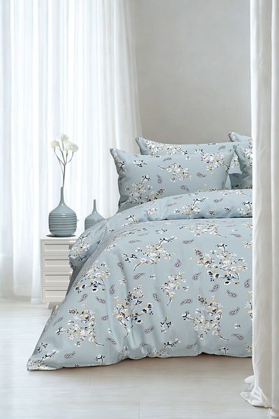 Shopyteks Комплект завивка Ranforce Blue с етнически мотиви, двоен размер, размер King