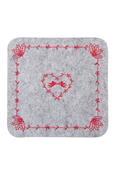 Clayre & Eef Textile Plate Holder Gray Red 25x25 cm