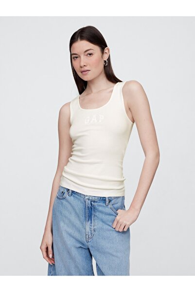 GAP Kadın Beyaz Gap Logo Fitilli Atlet