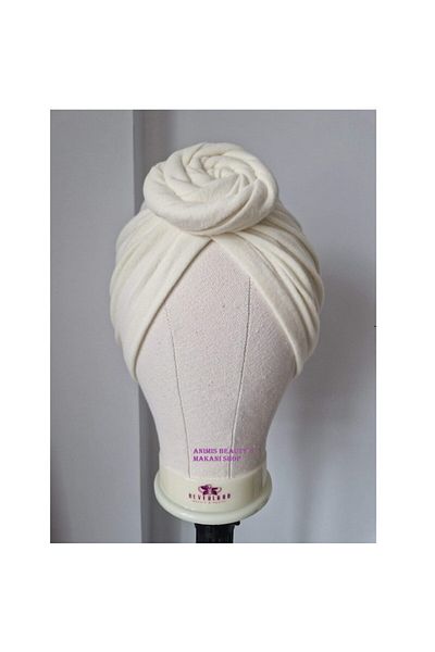 animis beauty Turban pentru femei, din viscoza, Fashion casual sau post chimioterapie, Alb galbui