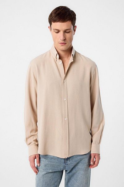 Antioch Stone Linen Blend Collar Buttoned Men's Shirt