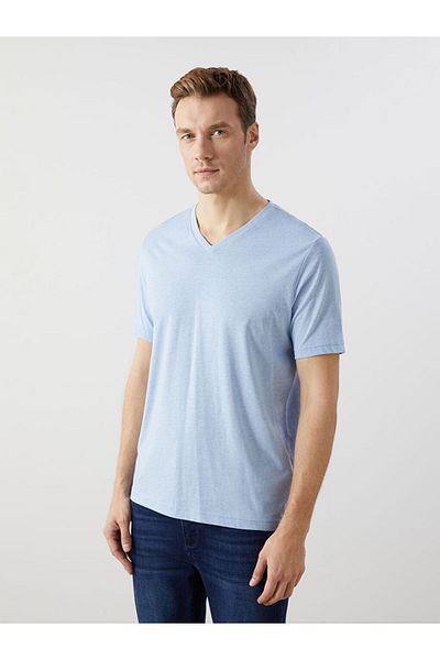 LC Waikiki Tricou pentru bărbați din bumbac pieptănat cu mânecă scurtă, sezon nou, cu decolteu în V - S52843Z8