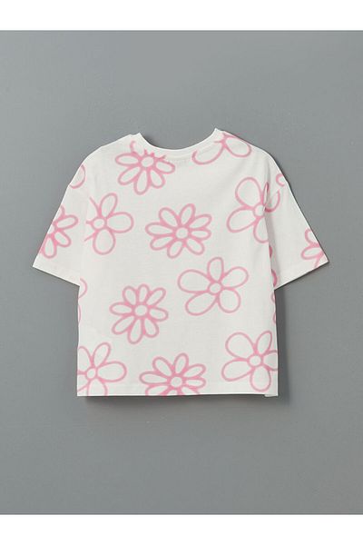 LC Waikiki Ecru Crew Neck Girl's T-Shirt