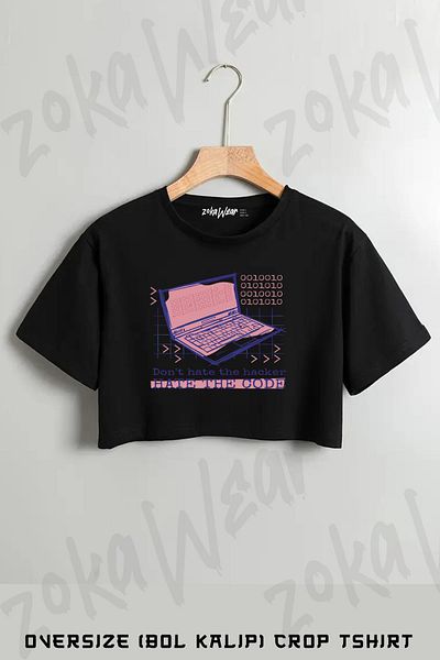 ZOKAWEAR Tricou oversize cu imprimeu pentru laptop Hacker Computer