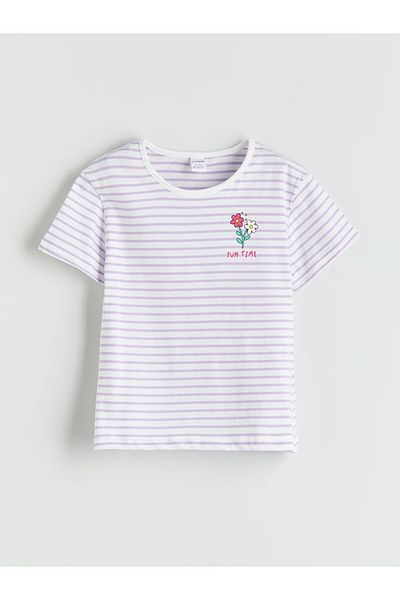 LC Waikiki New Season Crew Neck Striped Girls' T-Shirt - S5Gj66Z1