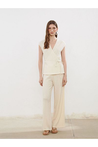 LC Waikiki New Season Women's Textured Trousers with Elastic Waist - S5P157Z8