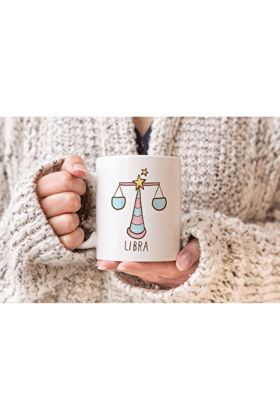 MODA كوب بورسلين هدية مطبوع عليه برج الميزان