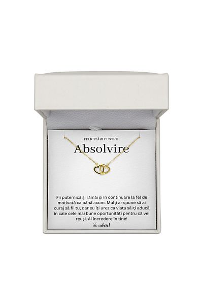 The Jewel Heart Colier Cadou Absolvire Argint 925 Cu Mesaj Emoționant, Cutie LED Premium, Placat cu Aur 14K