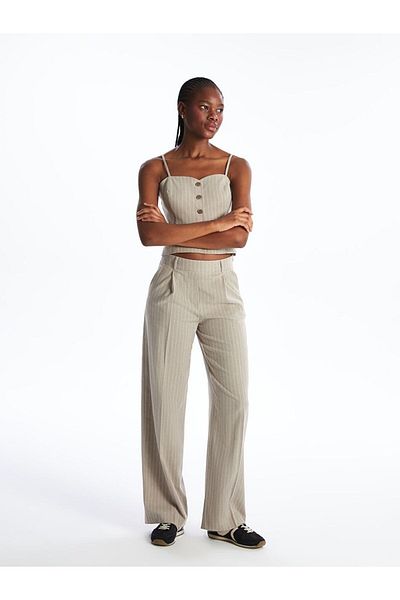 LC Waikiki Xside Buy Zipper Striped Linen Blend Women's Pants