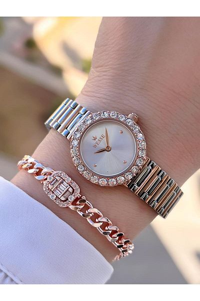 Wesse Elite Steel Cord Anti-Tarnish Colorfast Wristwatch 30Mt Water Resistant+Wristband Bwwl1121.6
