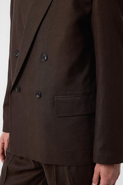 Antioch Brown Relax Fit Linen Blended Men's Blazer Jacket