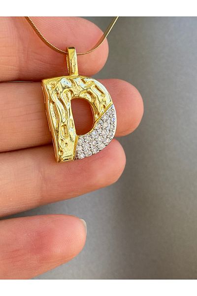 Lucios Letter D Stainless Steel Necklace 40+5 cm