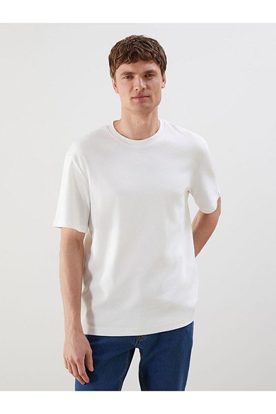 LC Waikiki Ecru Crew Neck Short Sleeve Men's T-Shirt