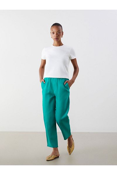 LC Waikiki New Season Elastic Waist Linen Women's Trousers - S5O265Z8