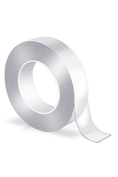 Motek Bandă dublă adezivă 2 metri, rezistentă la apă, silicon, transparentă, lățime 3 cm