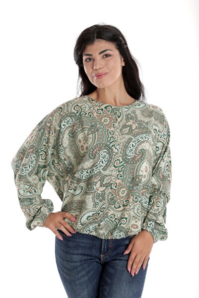 Eranthe Bluza Dama, cu Maneca lunga tip Kimono, Verde
