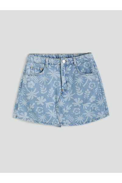 LC Waikiki Fusta Jean pentru fetiță, cu talie reglabilă, elastică, sezon nou - S5EK54Z4