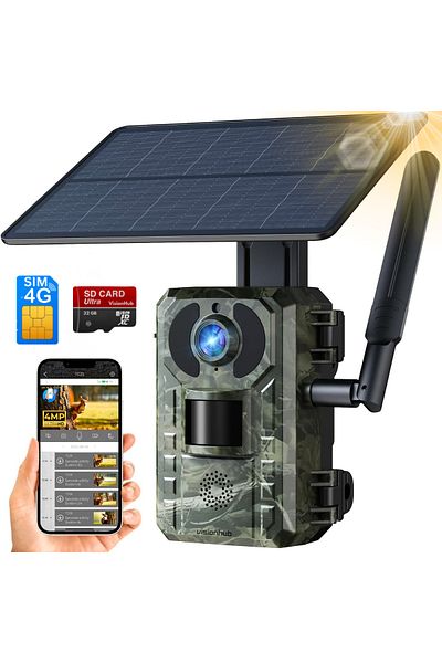 VisionHub 4g Trail Hunting Surveillance Camera, 4mp Lens, Solar Powered