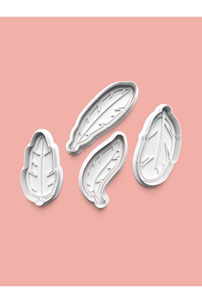 AKTASTORE مجموعة قوالب البسكويت على شكل ريش وقوالب عجينة السكر مكونة من 4 قطع