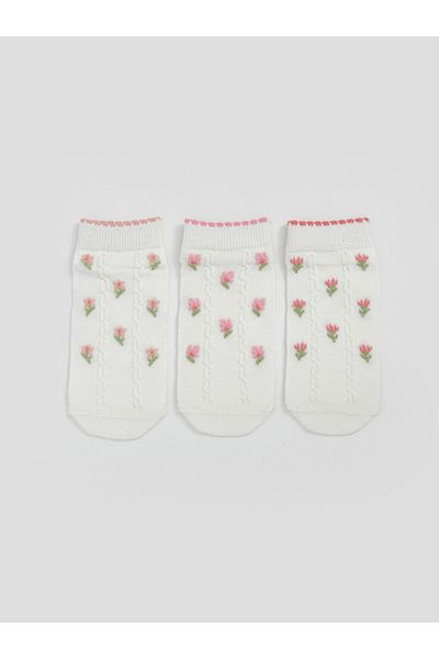 LC Waikiki New Season Floral Baby Girl Booties Socks 3-Piece - S5Hn98Z1