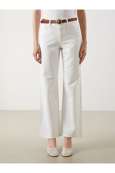 LC Waikiki New Season Wideleg Women's Jean Trousers with Belt - S5P409Z8