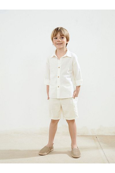 LC Waikiki New Season Elastic Waist Boy's Linen Shorts with Pockets