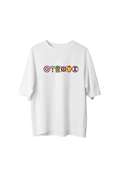 Koklonmoda Unisex Marvel Icon Printed Oversize T-Shirt