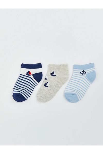 LC Waikiki New Season Printed Baby Boy Booties Socks 3-Piece - S5L349Z1