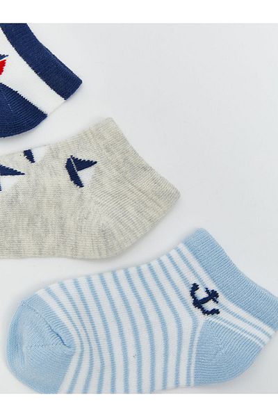 LC Waikiki New Season Printed Baby Boy Booties Socks 3-Piece - S5L349Z1