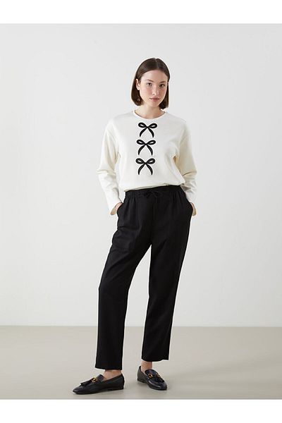 LC Waikiki New Season Women's Linen Blend Trousers with Elastic Waist - S5Kf90Z8