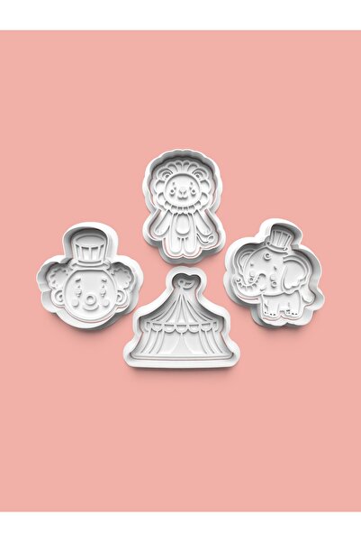 AKTASTORE قالب بسكويت السيرك وقالب عجينة السكر، مجموعة من 4 قطع 0545-set