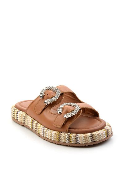 Bambi Taba Leather Women's Slippers K04991060203