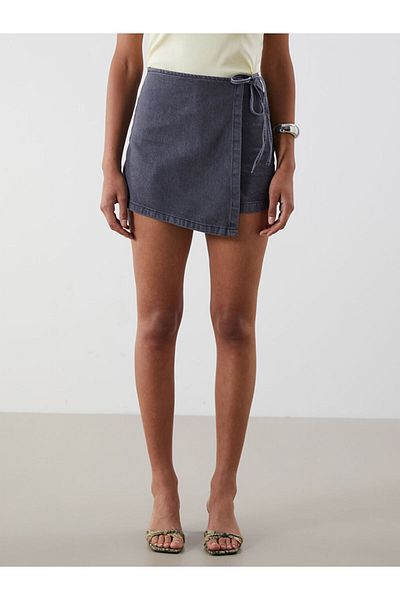 LC Waikiki New Season Women's Jean Short Skirt with Baglam Waist - S5Qn16Z8