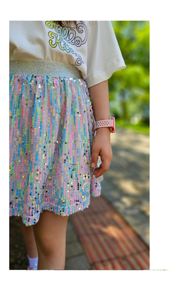 littleaden Parlak Pullu Kız Çocuk Etek