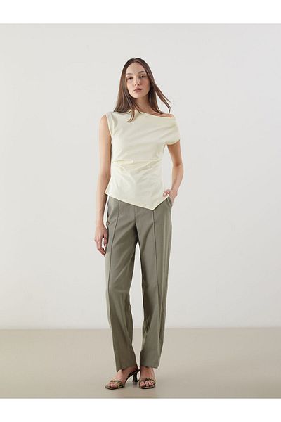 LC Waikiki New Season Linen Blend Women's Pleated Trousers - S56563Z8