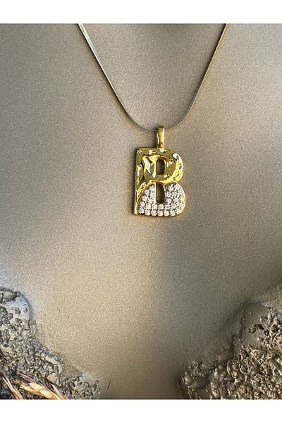 Lucios Letter B Stainless Steel Necklace 40+5 cm