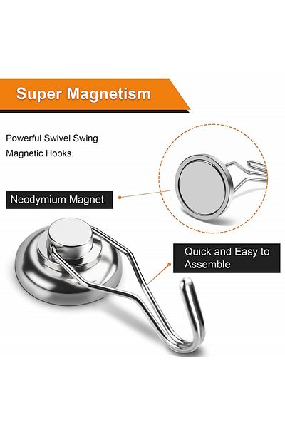 OEM Strong neodymium magnet in steel housing with rotating hanging hook up to 20kg force