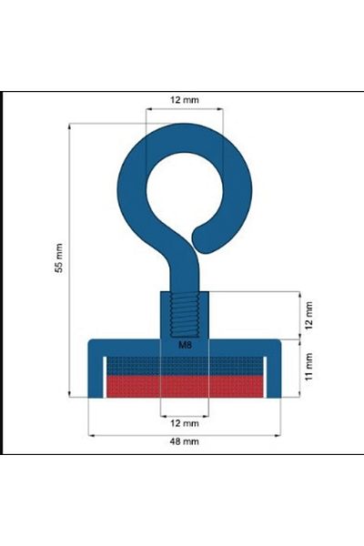 OEM Neodymium pot magnet D 48 mm ring hook - Fishing magnet 65kg