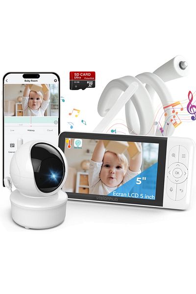 VisionHub Baby Monitor Wifi 2in1 With Phone Application, Audio-video Camera Multi View, Night Vision, 355° Rotation
